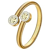 JewelryWe Lebensbaum Armreif Armband Damen: Gold Edelstahl Baum des Lebens Elastisch Offen...