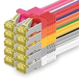 Cat.7 Netzwerkkabel 0,25m 10 Farben 10 Stück Cat7 Ethernetkabel Netzwerk LAN Kabel...