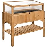 TecTake 403251 Hochbeet mit Frühbeet Aufsatz aus Holz, mit Ablage für...