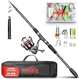 Paradox Fishing Angelruten Set zum Spinnfischen 2,7m Wg. 20-50g I Teleskop-Rute...