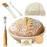 Gärkörbchen - Walfos® Rundes gärkorb zum brotbacken-Set, 100% natürlichem Rattan,...