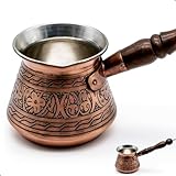 450 ml handgefertigte Mokkakanne aus 2 mm dickem Kupfer graviert - Türkische...