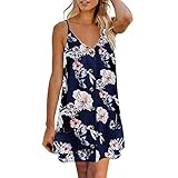 Generic Ärmellose Frauen Spaghetti Dinkel V-Gurt Minikleid sommerliche lässige...