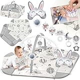 Nukido Interaktives Spielbogen Baby 5in1 Krabbeldecke für Baby Spielmatte mit 5 Wänden...