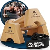 BARE HANDS Liegestützgriffe – 2x gelenksschonende & rutschfeste Holz Liegestützgriffe...