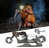 Bomoya Tragbarer Hühnerständer für amerikanisches Motorrad, Grillrost aus...