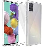 Samsung Galaxy A51 Hülle Schutzfolie, [1 Handyhülle 2 Schutzfolie] Schutzhülle [Ultra...