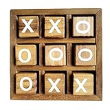 JISADER Klassisches Holz Tic Tac Toe Spielbrett für Freunde und Familie - Denkspiel für...