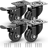 GBL Möbelrollen Schwerlast mit 2 Bremsen + Schrauben - 50mm 200KG - 4 Lenkrollen mit...