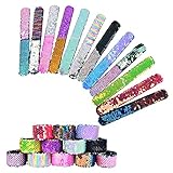 VCOSTORE Schnapparmband Kinder Glitzer - 12 Stück Meerjungfrau Armbänder 2-Farbig...