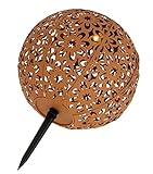 Spetebo Solar Gartenkugel aus Metall in Rost-Optik - Ø 20 cm - LED Dekokugel...
