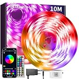 BATHEBRIGHT Led Strip 10m RGB LED Streifen mit Fernbedienung Bluetooth Musik Sync...
