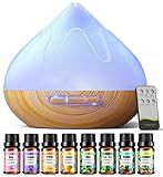 Aroma Diffusor Set für Ätherische Öle 500 ML, 8 x10 ML Ätherische Öle,...