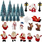 jenich 25 Stück Weihnachten Miniatur Ornamente Mini Weihnachten kleine Figuren Harz...