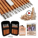 HOLZWURM Holz-Schnitzwerkzeug Set - 17 teilig, inkl. Video-Tutorial [46 MINUTEN]...