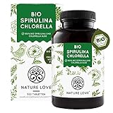 NATURE LOVE® Bio Spirulina + Bio Chlorella mit 500 mg pro Pressling. 500 Tabletten....