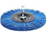 S&R Nylon-Scheibenbürste feinkörnig Ø 100mm, Sechskant Schaft 1/4' (6,35 mm) mit...