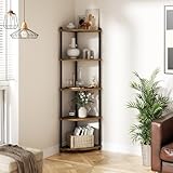 Ruichang Eckregal stehend mit 5 Ebenen, bücherregal Holz, Standregal,...