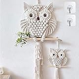 YSGLIFE 2 x Eulen Makramee Wandbehang Wanddekoration Handgefertigt Boho Ornament Wandkunst...