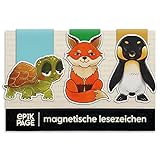 Magnetische Lesezeichen Kinder Magischen Tiere: Fuchs, Schildkröte, Pinguin – Kleine...