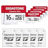 Gigastone Kamera Plus 16GB MicroSDHC Speicherkarte 5er-Pack + SD Adapter, für...