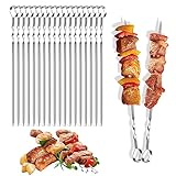 20 Stück Grillspieße Edelstahl, 28cm Grill Kabob Spieße Schaschlikspieße Flacher...