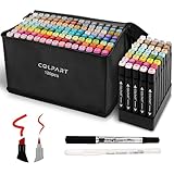colpart120+2Farben Alkohol Marker Brush Tip Set Filzstifte Permanenter für...