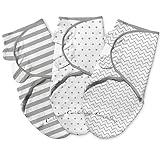 CuddleBug 3er-Pack Pucksack Baby 0-3 Monate mit Klettverschluss - 100% Baumwoll Wickeltuch...