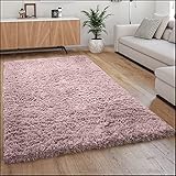 Paco Home Hochflor Teppich Kuschelig Modern Shaggy Flokati Stil Gemütlich Uni Rosa,...