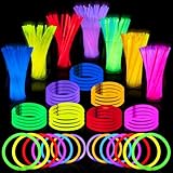 JOYIN Knicklichter Party Set für Kinder,100 Stück Leuchtstäbe, 100 Verbinder, 7 Farben,...