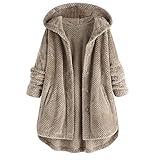 Zilosconcy Plüsch Jacken Für Damen Cardigan Weich Teddy-Fleece Winterjacke...