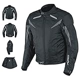 Motorradjacke CE Protektoren Sport Textil Motorrad Thermofutter Schwarz XXL