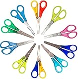 Set 10 farbige Bastelschere Schere für Kinder rund 13 cm, aus rostfreiem Stahl, für...