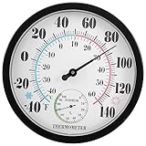 Yheonver Innen AußEn Thermometer, Garten, Wand, Terrasse, Wetter Thermometer, Hygrometer,...