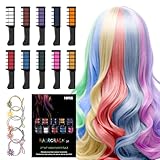 Haarkreide für Mädchen Set I 10 Auswaschbare Farben & 5 Haargummis I...
