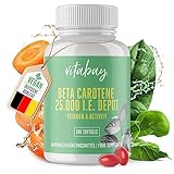 Vitabay Beta Carotin Depot Bräunungskapseln - 180 Vegane Softgels mit 25000 I.E...