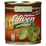 Kattus - Grüne Hojiblanca Oliven ohne Stein | Spanische Oliven entsteint | Ideal zu...