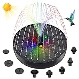 Solarbrunnen für Vogelbad, 3 W, solarbetriebene Springbrunnenpumpe mit 6 bunten...
