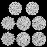 Spitze Platzdeckchen, 8 Stück Rund Deckchen Häkeln 15cm Weiß Handgefertigte Spitze...