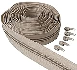 IPEA Endlos Reißverschluss Beige 5 Meter + 15 Schieber aus Metall – Kette...