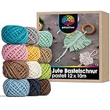 OfficeTree 12 x Bunte Kordel Pastelltöne - Bastelschnur Set Bunt Pastell - Juteband Bunt...
