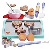 Hölzerne Keks & Plätzchen Backset mit Zubehör, 20 Stücke, Kekse Spielzeug für...
