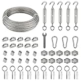 Drahtseil Edelstahl Set 60pcs, 35m/2mm Stahlseil für Rankhilfe mit M5 Spannschloss...
