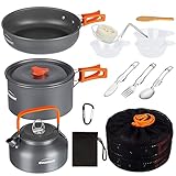 OVERMONT Camping Kochgeschirr Set Outdoor Geschirr Set Kochtopf Set Grillgeschirr Picknick...