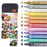 Wanap Acrylstifte, Acrylic Painter Ink 2-3mm Glasmalstifte Set von 12 Farben,...