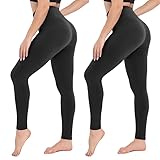 CAMPSNAIL 2er Pack Leggings Damen Schwarz High Waist Sport Leggins Blickdicht Sporthose...