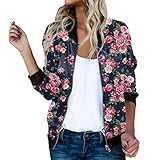Bomberjacke Damen Bunt, Kurze Blouson Übergangsjacke Elegant Frühlingsjacke Große...