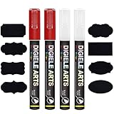 Kreidestift Weiß + Rot, DIGIELE 2 Kreidestifte Weiß + 2 Kreidemarker Rot 3mm + 16 Tafel...