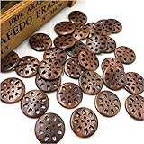 Bastelknöpfe Mehrzweck durchbohrte Blumenholzknöpfe 25 mm Nähzubehör Braun for...
