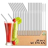 AOTWAN Strohhalme Edelstahl 304 Trinkhalme Edelstahl 20 Stück Enthalten 9 Gerade +9...